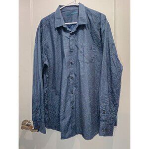 Perry Ellis Mens Blue Patterned Long Sleeve Button-Up Shirt XXL